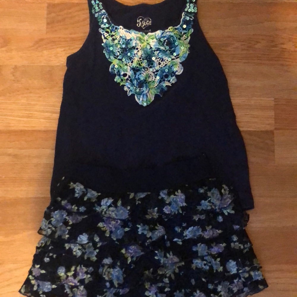 Cute dark blue white and teal outfit